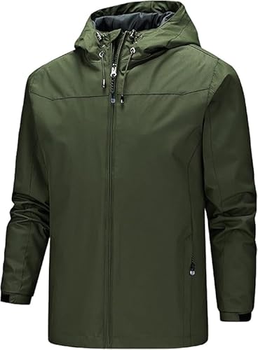 Generisch Leichte Outdoor-Jacke für Herren, wasserdichter Wander-Windbreaker, Herrenmantel, maßgeschneidert,3XL,Green von Generic