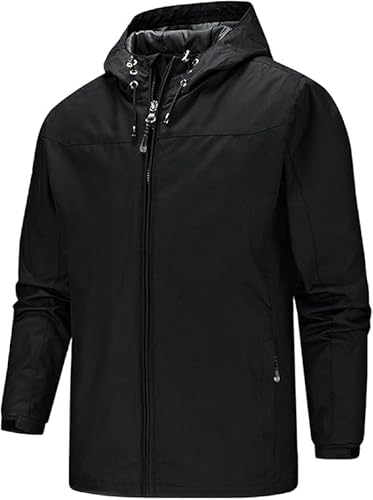 Generisch Leichte Outdoor-Jacke für Herren, wasserdichter Wander-Windbreaker, Herrenmantel, maßgeschneidert,M,Black von Generic