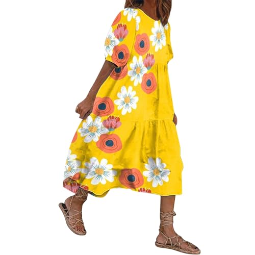 Geometrisch bedrucktes Kleid mit Blasenärmeln, Street-Oversize-Damenbekleidung, Damenkleid von Generic
