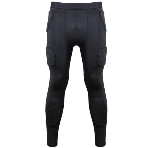 Gepolsterte Fußballhose - Dämpfungs-Basketball-Kompressionshose mit 6 Wabenpolstern | Integrierte Herren-Leggings, schützende Torwarthose für Rundumschutz, Fußball, Basketball von Generic