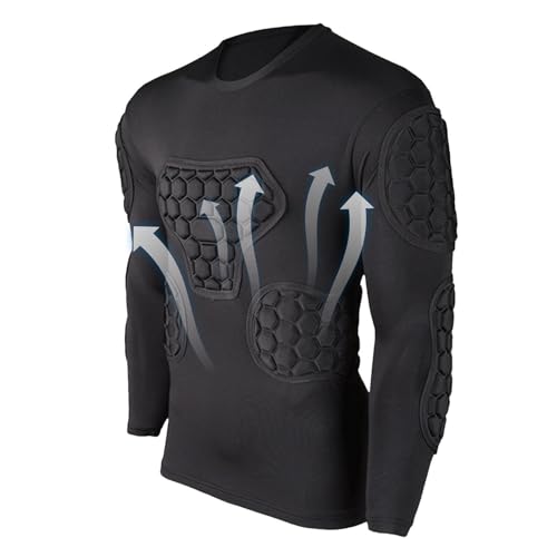 Gepolstertes Fußball-Trikot – schwarzes langärmliges Fußballtrikot – Fußballtrikot für Jugendliche für Fußball, Basketball, Paintball, Rugby, Parkour, von Generic