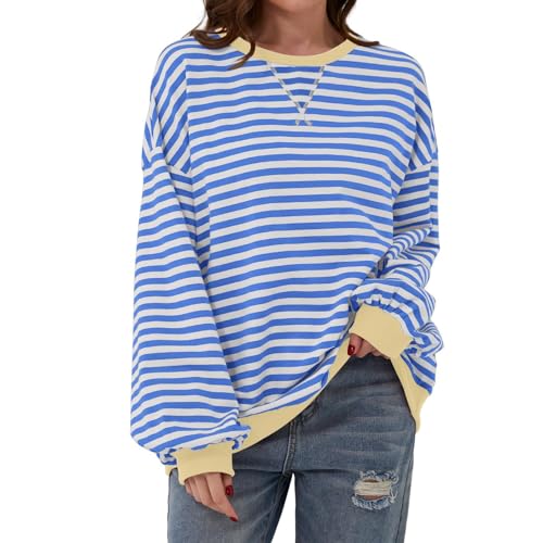 Gestreifter Pullover Damen, Sweatshirt Oversized Damen| Pulli Rundhals Langarm Ohne Kapuze Grosse Grössen Tank Top Crop Top Hemd Tshirt Frauen Longsleeve Langarmshirt Schwarz Gestreifter Pullover Damen, Sweatshirt Oversized Damen| Pulli Rundhals Langarm Ohne Kapuze Grosse Grössen Tank Top Crop Top Hemd Tshirt Frauen Longsleeve Langarmshirt Schwarz von Generic