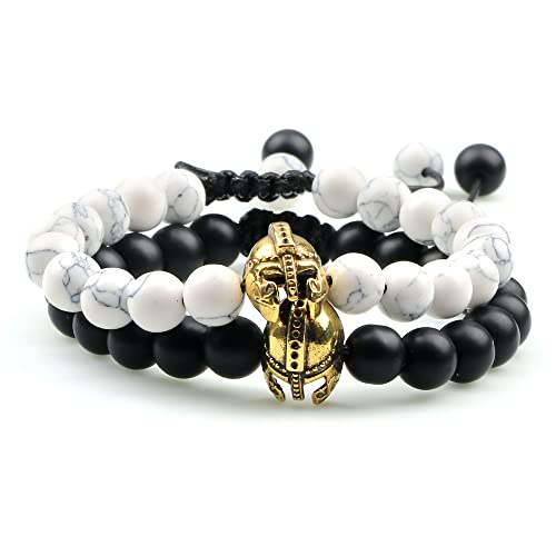 Girls Accessories Lavaperlen Onyx Tigerauge Stein Krone Helm Charm-Armbänder für Männer Frauen Freund Armband Birthday Gift von Generic