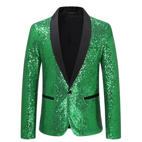 Glitzer Sakko Herren,Pailletten Anzug Herren Glitter Outfit Pailletten Jacke Pailletten Sakko Karneval Sakko Herren Glitzer Jacke Glitzer Anzug Festival Outfit Bankette AbschlussbäLle von Generic