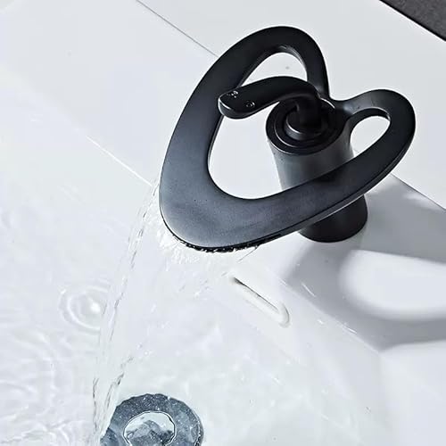 Gold/Weiß Badezimmer-Waschtischarmatur, Schwarzer Badezimmer-Wasserhahn, Messing, kreative Waschbecken-Mischbatterie, heißer und kalter Wasserfall-Waschtischarmatur von Generic