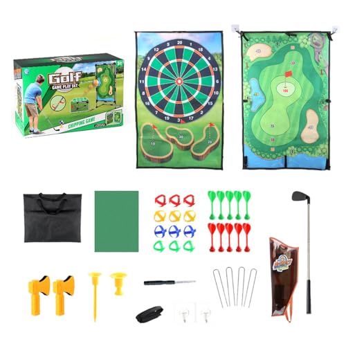 Golf-Chipping-Spielmatte,Chipping-Golf-Spielmatte,Doppelseitige Übungsmatte Golf-Chipping-Spiel - Komplettes Golf-Trainingsmatten-Set mit Dartscheibe, Stick-Chip-Spiel für das Spielen im Garten von Generic