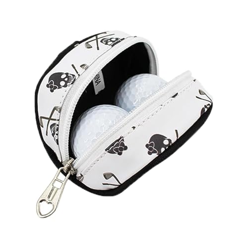 Golfball-Tasche – Golfball-Tasche, Golf-Tee-Tasche mit Totenkopf-Muster | Sportzubehör, Golf-Zubehör-Halter für Herren, Aufbewahrungstasche für 2 Bälle und 1 Tee von Generic