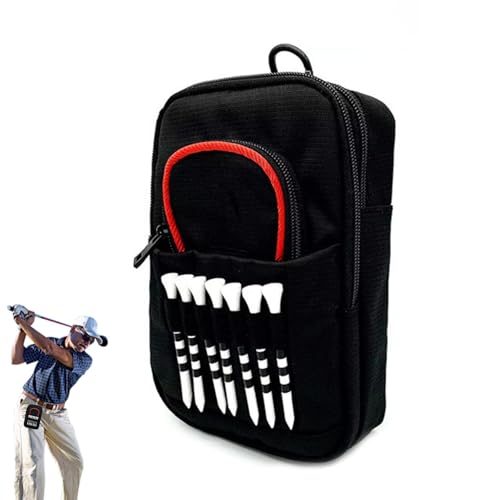 Golfballhalter für Tasche, Golf-Tee-Beutel,Golfzubehörhalter mit Mehreren Taschen und Clip | Tragbare Golfschlägertasche, Zubehör, Golf-Wertsachentasche, Golftaschen-Organizer für Männer und Frauen von Generic