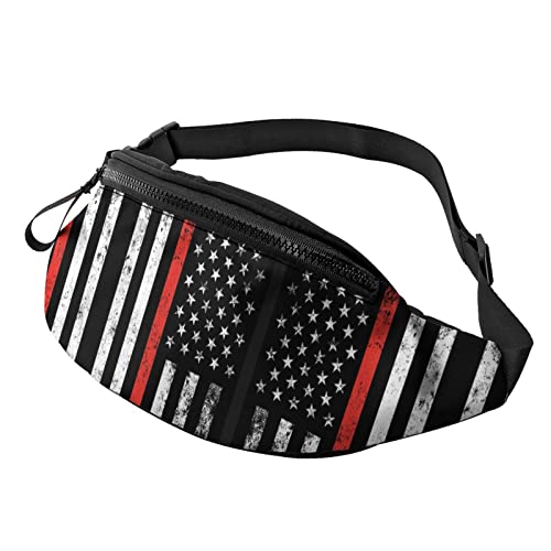 Gurttasche Dünne Rote Linie Der Feuerwehrmann-Flagge, Amerikanische Flagge, Sporttasche Mit Reißverschluss Damen Bauchtasche Multifunktionale Gürteltasche Für Herren Outdoor Reisen von Generic