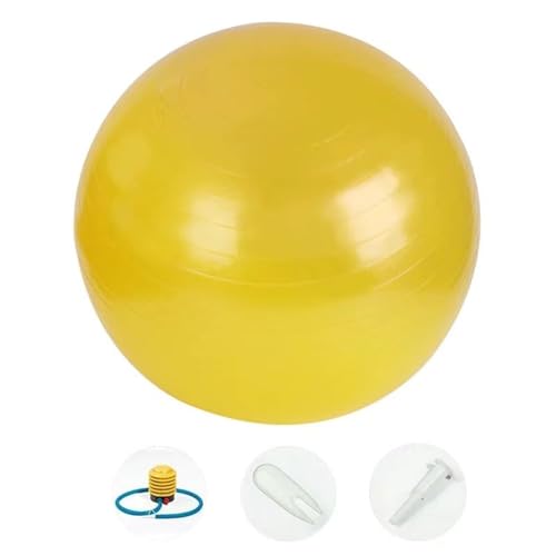 Gymnastikball in 55cm bis 75cm | Pilatesball Set inkl. Luft-Pumpe | Pezziball, Medizinball, Balanceball, Yogaball für Zuhause, Fitnessstudio und Büro (Gelb, 75cm) von Generic