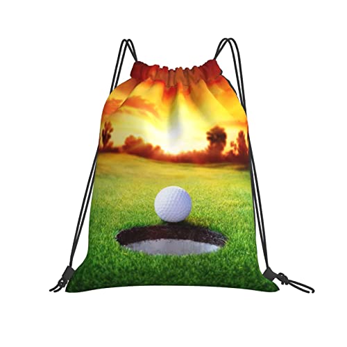 Gymsack Sport Golf Ball Sonnenuntergang Baum Turnbeutel Verstellbar Kordelzugbeutel Wasserdicht Gym Sack Für Holidays Reisen Schule 36x42cm von Generic