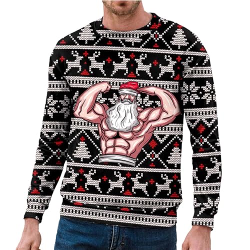 Hässliche Weihnachtspullover Herren Weihnachtspullover Grosse Grössen Rundhals Langarm Lustig Christmas Strickpullover Herren Mit Christmas Ugly Bedruckt Lose Hässlich Soft Weihnachtspullover Pärchen von Generic