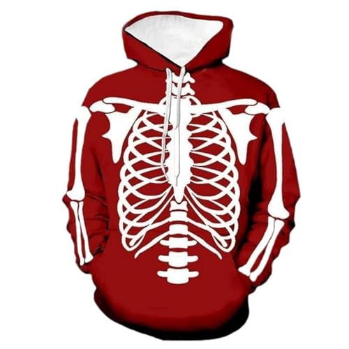 Halloween-Jogginganzug Für Herren Mit Hose Und Kapuzenpullover, Trainingsanzug 3D Skull Jogginganzug Hoodie Kapuzenpullover Langarm Sweatshirt Kapuzenjacke Mit Taschen S-6XL (Style 2#,L) von Generic