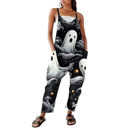 Halloween Jumpsuit Damen Mode Sommer Latzhose Locker Hosenanzug Lässiger Sommerhose Oversized Arbeitshose von Generic