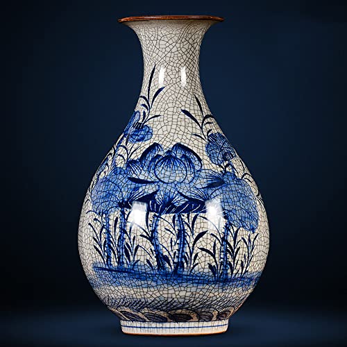 Handbemalte Blaue und weiße Porzellanvase aus Jingdezhen-Porzellan, kaiserlicher Brennofen, chinesischer Haushalt, Arbeitszimmer, Wohnzimmer, TV-Schrank, Sammlung von Ornamenten von Generic