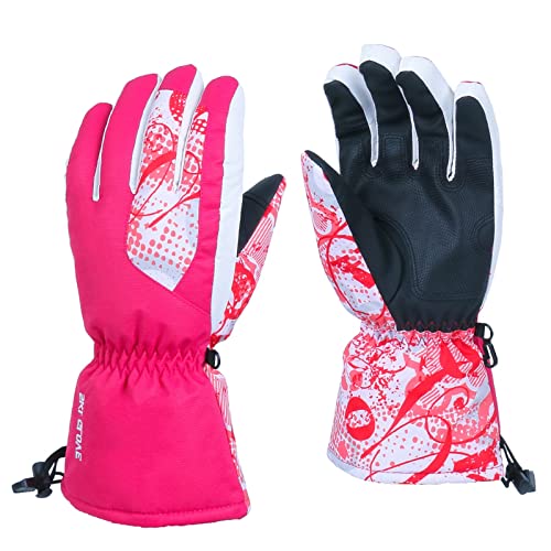 Handschuhe Damen GrüN Schwarze Handschuhe 80Er Winterhandschuhe warm beides passt Skischnee wasserdicht atmungsaktiv Snowboard-Handschuh Handschuh WeißE Handschuhe Kinder Weihnachten PlüSch (Pink, L) von Generic