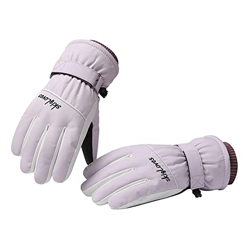 Handschuhe Gelb KostüM KostüM Handschuhe WeißE Sat Damen Ski Fäustlinge Winter Warme Verdickte Winddichte wasserdichte Outdoor Reitfäustlinge Weisse Handschuhe Damen Netzhandschuhe (Purple, One Size) von Generic