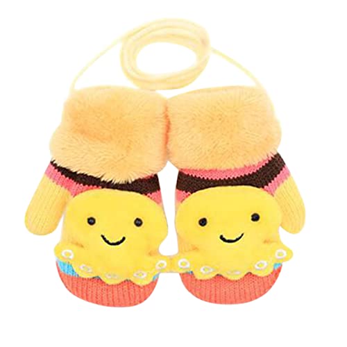 Handschuhe Schnee für Handschuhe Säuglingsschnee Winter Skihandschuhe für Baby Fäustlinge Kintted warme Kinderhandschuhe Fäustlinge Skihandschuhe Teenager (Yellow, S) von Generic