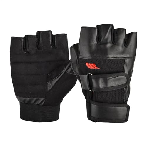 Handschutzhandschuhe – Handschuhe für das Fitnessstudio, atmungsaktive, verstellbare, eng anliegende Armbänder, fingerlose Sportausrüstung, PU-Leder-Gewichtheberhandschuhe für das Training, Gewichtheb von Generic