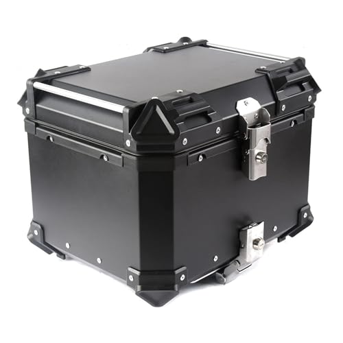 Helmaufbewahrungsbox Aluminium Gepäckbox Motorrad Heckbox mit Sicherheitsschloss Rückenlehne Motorradtasche solide Helmbox Roller wetterfest(Schwarz,100L:L56cm*W50cm*H33cm) von Generic