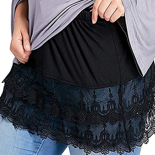 Hemdverlängerung Damen, Hemdverlängerung Damen Hemd Verlängerung Spitze Minirock Petticoat Layering Fake Top Blusen Skirt Extender Mini-Unterrock Saum Röckchen Schichtung Gefälschte Röcke von Generic