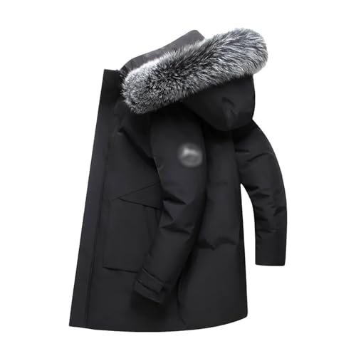 Herbst Winter Lange Männer Winddichte Daunenjacke Mäntel Warme Weiße Entendaunen Kapuzenjacke Parkas Multi Taschen Mantel von Generic