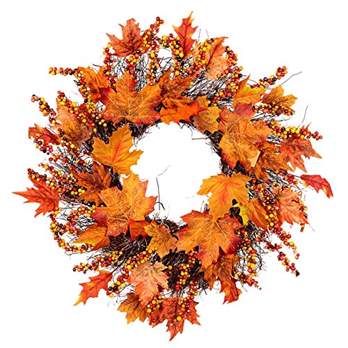 Herbstkranz, Ahornblatt-Kranz, Türbehang, Erntedankkranz, Halloween-Rankenornament, Weihnachtsdekoration für Zuhause, Navidad 2019, Weihnachtskranz von Generic