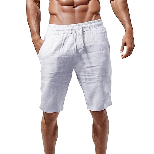 Herren 3/4 Sporthose Leicht Kurze Hosen Sommer Bermuda Shorts Baumwolle Leinen Laufhose mit Taschen Strandhose Einfarbig Mode Stoffhose Elastische Taille Sommerhose Männer Streetwear Herren 3/4 Sporthose Leicht Kurze Hosen Sommer Bermuda Shorts Baumwolle Leinen Laufhose mit Taschen Strandhose Einfarbig Mode Stoffhose Elastische Taille Sommerhose Männer Streetwear von Generic