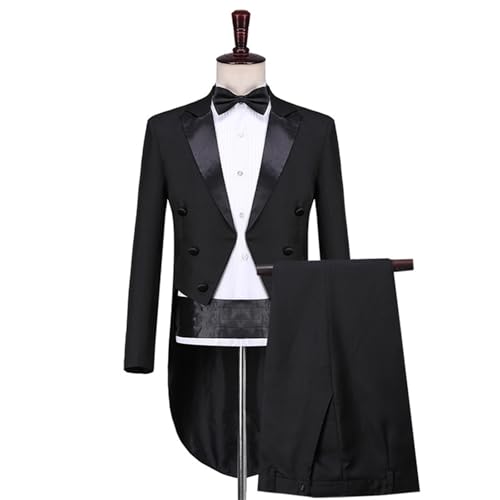 Herren Anzug Mens Smoking Frack Formale Kleid Anzüge Schwalbe Schwanz Mantel Männlich Jacke und Hose Party Hochzeit Tanz Leistung,Schwarz,4XL von Generic