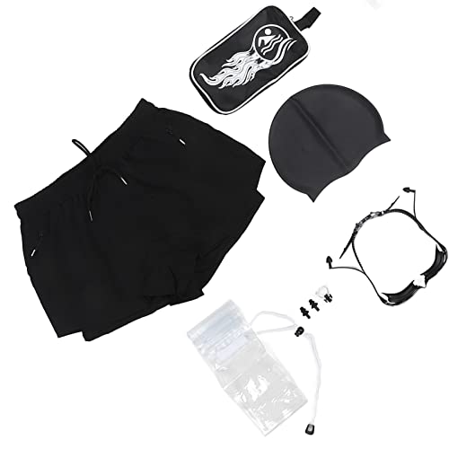 Herren-Badekappen- und Shorts-Set, kein Pilling, Anti-Peinlichkeits-Badeshorts, Hut mit Schutzbrille, 2-lagiger Badeanzug, U-förmiger Schritt, 8 (XL) von Generic