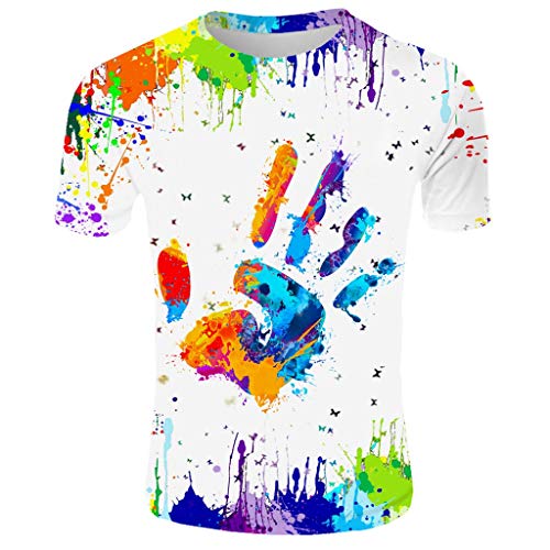 Herren Basic Rundhalsausschnitt Kurzarm T-Shirts Bunt Handabdruck Sommer Bluse Männer 3D Drucken Lustig Shirts Alltag Party Tops Herren Basic Rundhalsausschnitt Kurzarm T-Shirts Bunt Handabdruck Sommer Bluse Männer 3D Drucken Lustig Shirts Alltag Party Tops von Generic