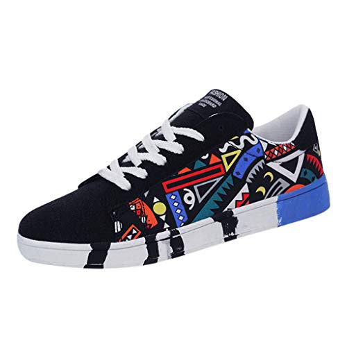 Herren-Canvas-Sneaker zum Schnüren. Marineblaue, lässige Canvas-Skate-Sneaker zum Schnüren. Low-Top-Sneaker mit Gummi-Außensohle, Bedruckte Wanderschuhe von Generic