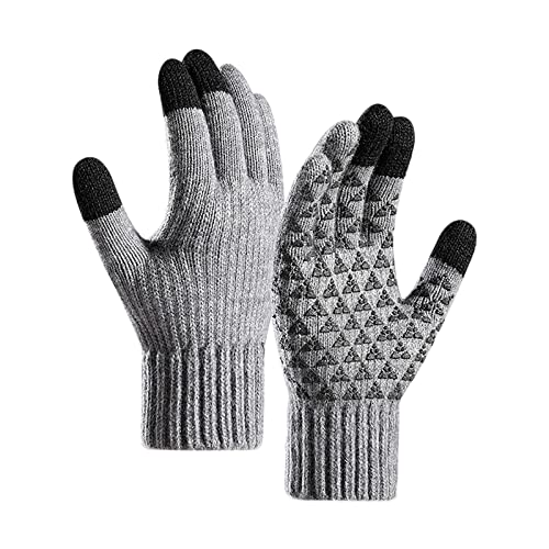 Herren Handschuhe Winterfleece verstärkte gestrickte Woll-Fahrradhandschuhe Handschuhe Weiß Winter Baumwollhandschuhe Strick Handschuhe Warme (Grey, L) von Generic