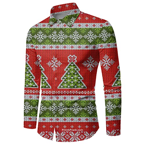 Herren Hemd Weihnachten, Christmas Shirt Herren 3D Druck Hemd Weihnachten Langärm Slim Fit Lustige Funky Hemden Xmas Shirt Christmas Hemden von Generic