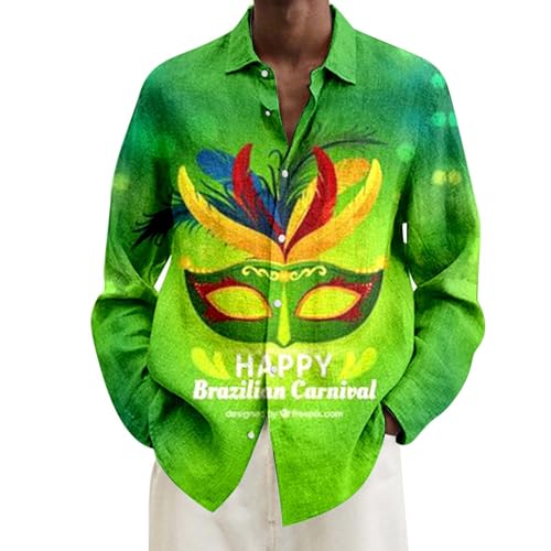 Herren Hemden Langarm 70er Jahre, Karneval Kostüm Herren 80er Hemd, 60er Hip Hop Disco Outfit Herren Hawaiihemd, V-Ausschnitt Knopfleiste Bunte Hemden Herren Vintage Karneval Hemd Mit Buntem Druck von Generic