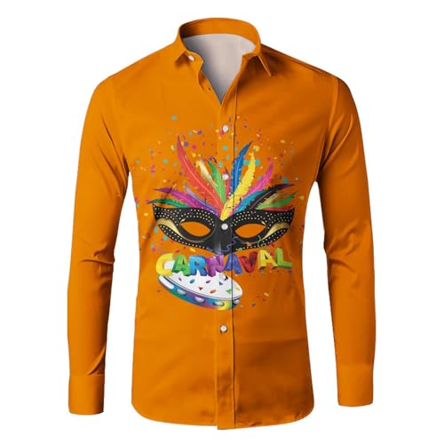 Hemd 70er Jahre Herren Langarm, Faschingskostüme Männer 80er Hemd, Hippie Kostüm Herren 60er Jahre Disco Hawaiihemd, Retro Bunte Hemden Mit Button-Down Retro Männer Hemd Für Karneval Mit Buntem Print von Generic