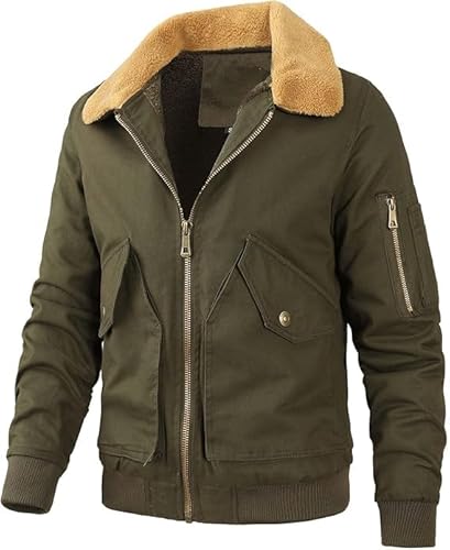 Herren-Herbst- und Wintermode, lässig, einfarbig, Fleece-Jacke mit Reißverschluss, Top, Herren-Müdigkeit,L,Green von Generic