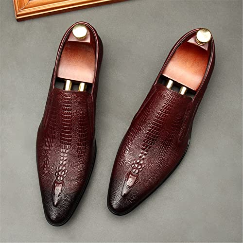 Herren Lederschuhe Hochzeit Oxford Schuhe Handgemachte Herren Leder Kleid Schuhe Formale Schuhe,Rot,42 von Generic