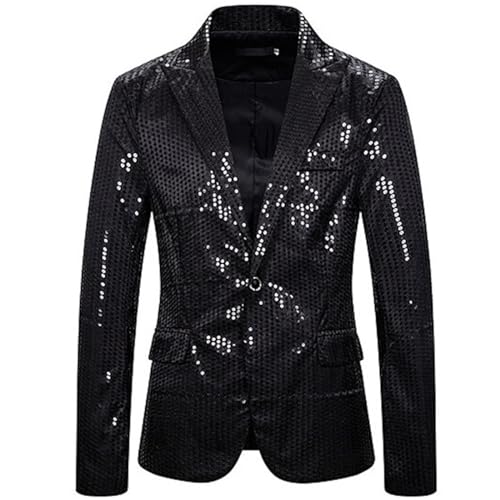 Herren Pailletten Sakko,GläNzende Jacke Herren Glitzer GläNzende Disco Outfit Herren Elegante LäSsige Blazer Jacket Anzugjacke FüR Moderator -Kleidung Alltag Business Hochzeit Party von Generic