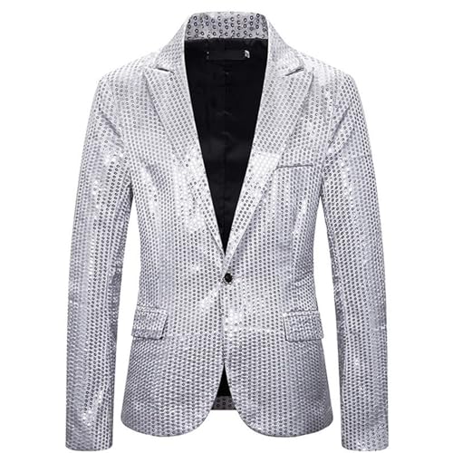 Herren Pailletten Sakko,GläNzende Jacke Herren Glitzer GläNzende Disco Outfit Herren Elegante LäSsige Blazer Jacket Anzugjacke FüR Moderator -Kleidung Alltag Business Hochzeit Party von Generic