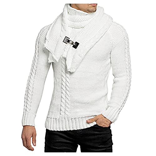 Herren Pullover Rollkragen Pullover Herre Baumwolle Sweatshirts Strickpullover Langarm Solid Große Größen Casual Männer Pullover Winter Warm Classic Vintage Britischer Stil Fleecepullover Herren von Generic