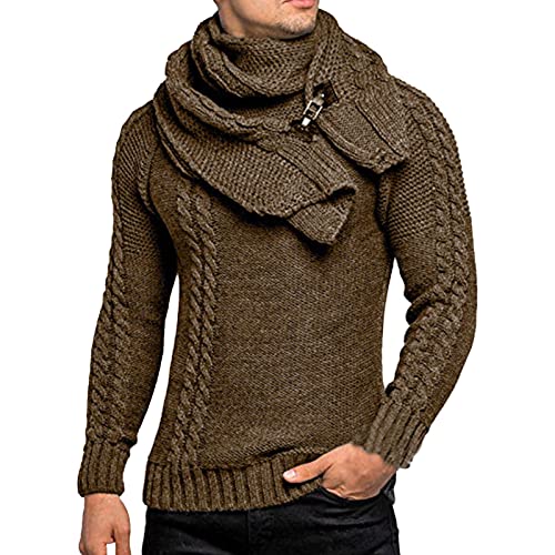 Herren Pullover Rollkragen Pullover Herren Vintage Arbeitspullover Slim Fit Langarm Ohne Kapuze Casual Business Pullover Herren Winter Warm Britischer Stil Bequem Feinstrickpullover Herren von Generic