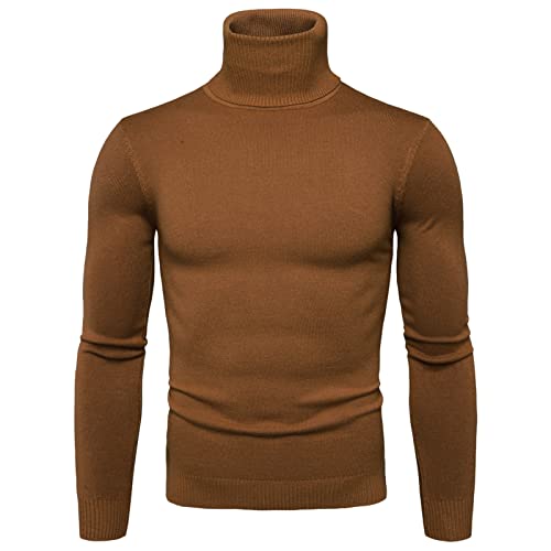 Herren Pullover Rollkragen Pullover Herren Vintage Arbeitspullover Slim Fit Solid Ohne Kapuze Casual Herren Sweatshirt Pulli Winter Warm Klassische Britischer Stil Pulli Herren Business von Generic