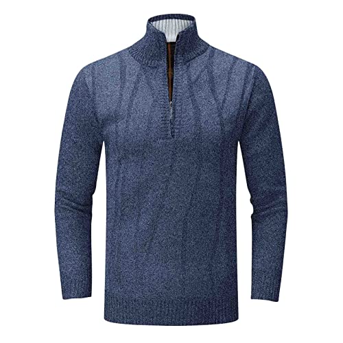 Herren Pullover Rollkragen Pullover Mit Reissverschluss Herren Strick Langarm Solid Große Größen Casual Stehkragen Pullover Herren Winter Warm Outdoor Freizeit Einfach Half Zip Fleecepullover Herren von Generic