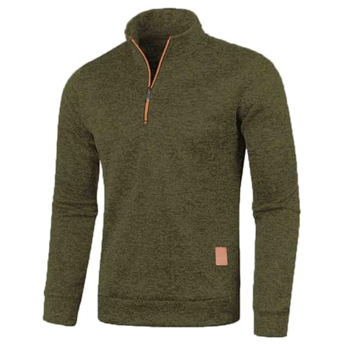 Herren Pullover Winter Rollkragen Pullover Mit Reissverschluss Herren Baumwolle Langarm Einfarbig Casual Stehkragen Pullover Herren Winter Warmoutdoor Freizeit Einfach Half Zip Fleecepullover Herren von Generic