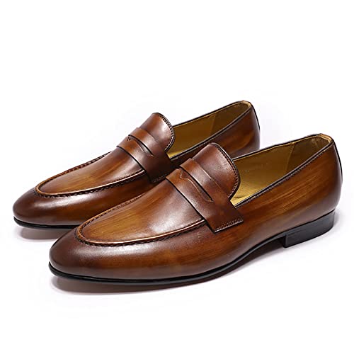 Herren Slipper Lederschuhe für Herren Business Anzugschuhe Freizeit Oxford Schuhe Hochzeit Herrenschuhe Business Halbschuhe,Yellow,7.5US/40EU von Generic