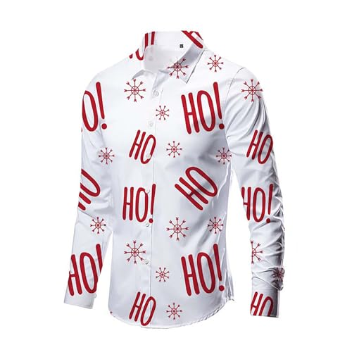 Herren Weihnachten Hemd, 3D Weihnachts Sweatshirt Weihnachts Hemden Mit Lustige Weihnachtsmotiv Weihnachtsshirt Funky Christmas Shirt Ugly Xmas Freizeithemd Weihnachtshemden Für Männer von Generic