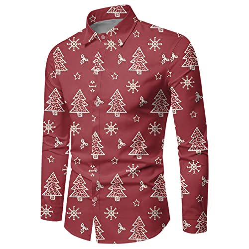 Weihnachtshemd Herren, Lustig Weihnachtsoutfit Herren, Mit Weihnachts Ugly Bedruckt Casual Weihnachts Shirt Grosse Grössen Langarm Button Up Umlegekragen Weihnachtshemd Herren Für Familienfeier von Generic