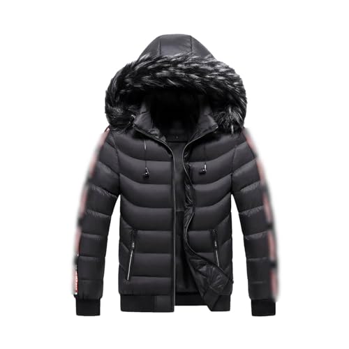 Herren Winter Parkas Jacke Mantel Pelzkragen Dicke Fleece Parkas Herren Oberbekleidung Wolle Winddichte Daunenjacke Mäntel von Generic