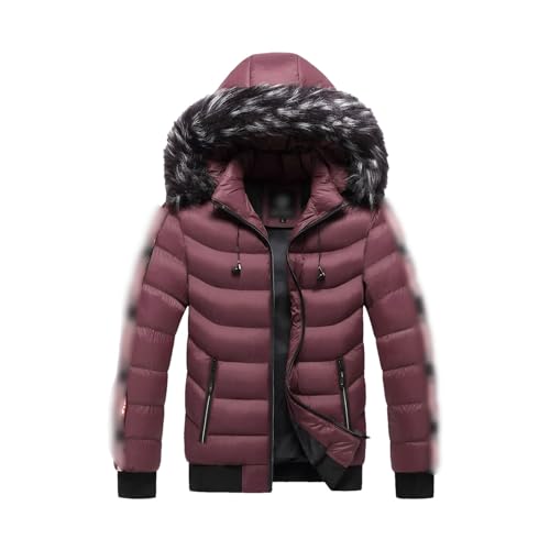 Herren Winter Parkas Jacke Mantel Pelzkragen Dicke Fleece Parkas Herren Oberbekleidung Wolle Winddichte Daunenjacke Mäntel von Generic